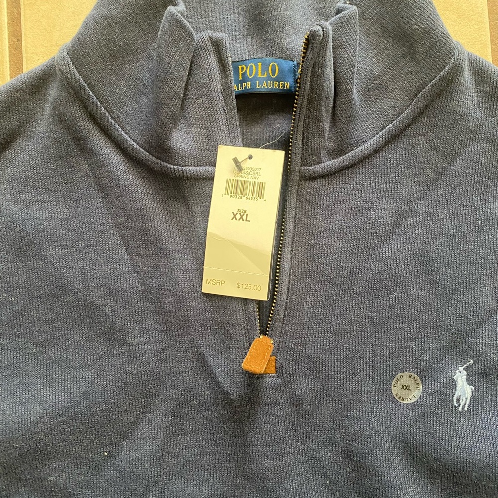 Polo by Ralph Lauren Gray Zip Up Sweater with Logo